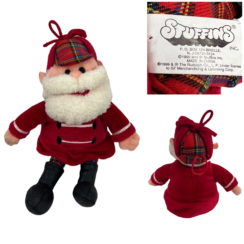 Rudolph & Friends Skinny Santa Beanie Boots Coat Hat Stuffins 7” Vintage 1999